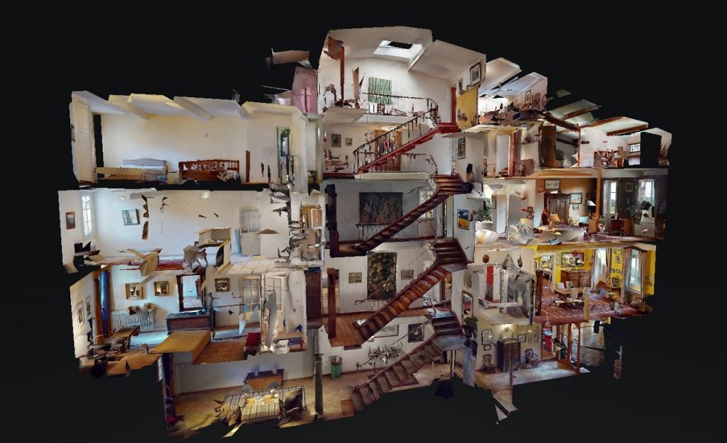 Maquette 3D. Coupe d'une modélisation obtenue par Matterport.